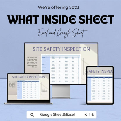 Site Safety Inspection Checklist Template | Construction Safety Audit Form | Workplace Safety Log | Editable Excel & Google Sheets