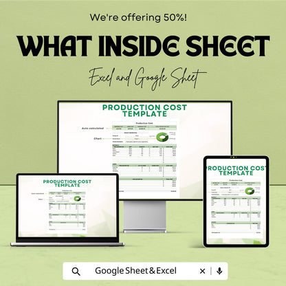 Production Cost Template | Manufacturing Cost Calculator | Costing Spreadsheet | Unit Cost Calculator | Cost Analysis Sheet