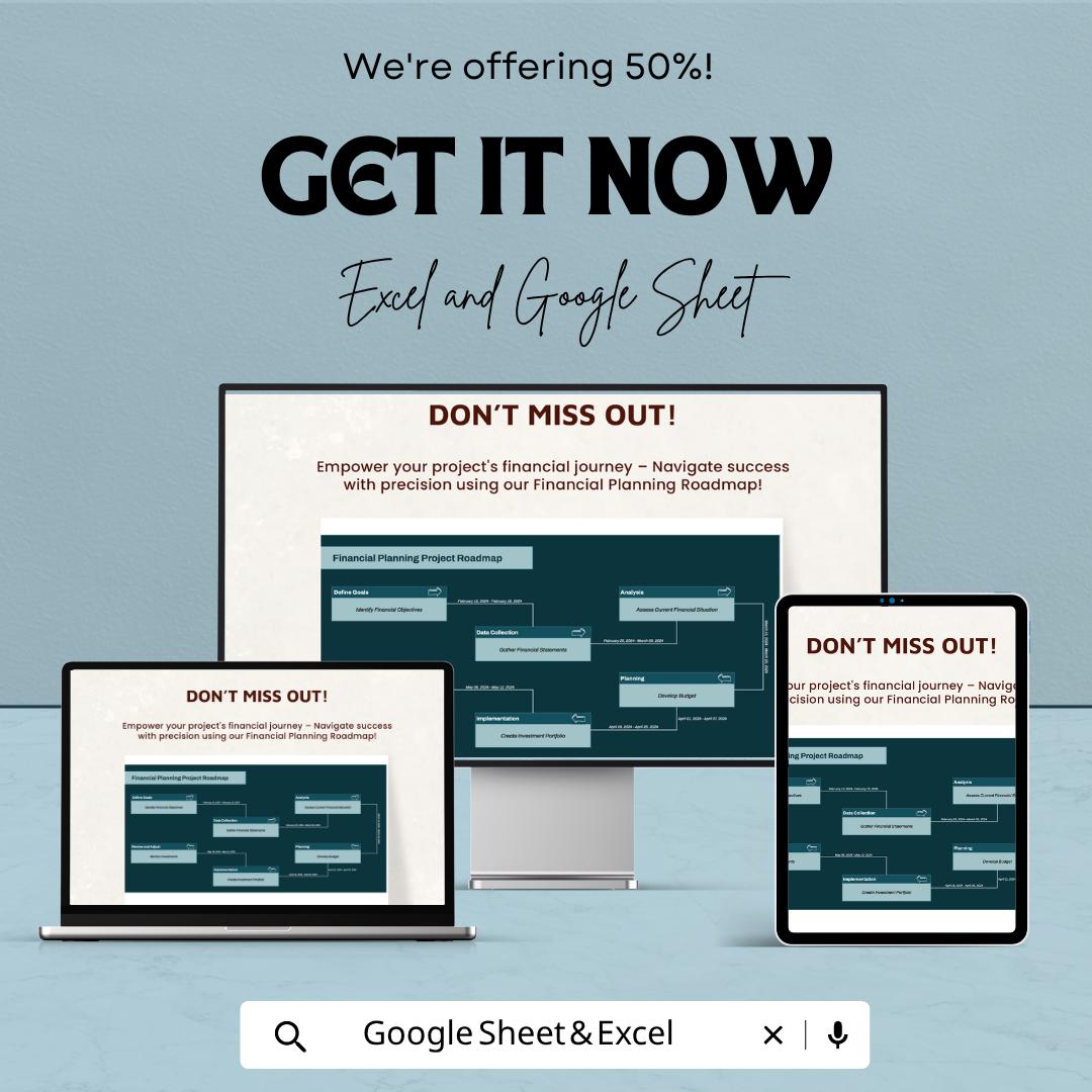 Financial Planning Project Roadmap Template | Financial Strategy Spreadsheet | Project Planning Template | Excel & Google Sheets |