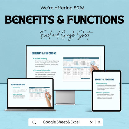 Marketing Project Management Sheet Excel & Google Sheets | Campaign Tracker, Budget, Timeline, and Team Collaboration