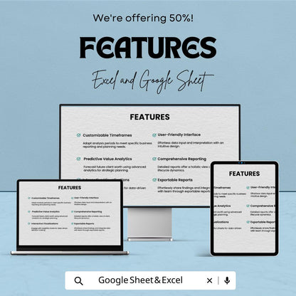 Sales Client Lifecycle Value Calculator Template | Excel & Google Sheets | Customer Lifetime Value Spreadsheet | CLV Tracker