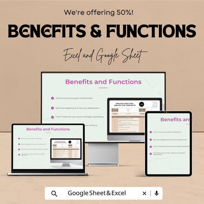 Employee Survey Data Analysis Tool Template | HR Template | Excel & Google Sheets | Employee Feedback Analysis | HR Survey Spreadsheet