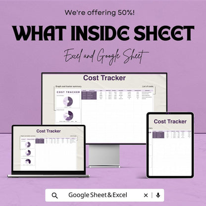 Cost Tracker Template | Expense Tracking Spreadsheet | Budget and Cost Management Sheet | Excel & Google Sheets