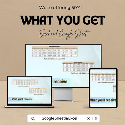 Recruitment Dashboard | Google Sheet Template - Applicant Tracking, Hiring Metrics, Performance Analytics, Recruitment Management Dashboard