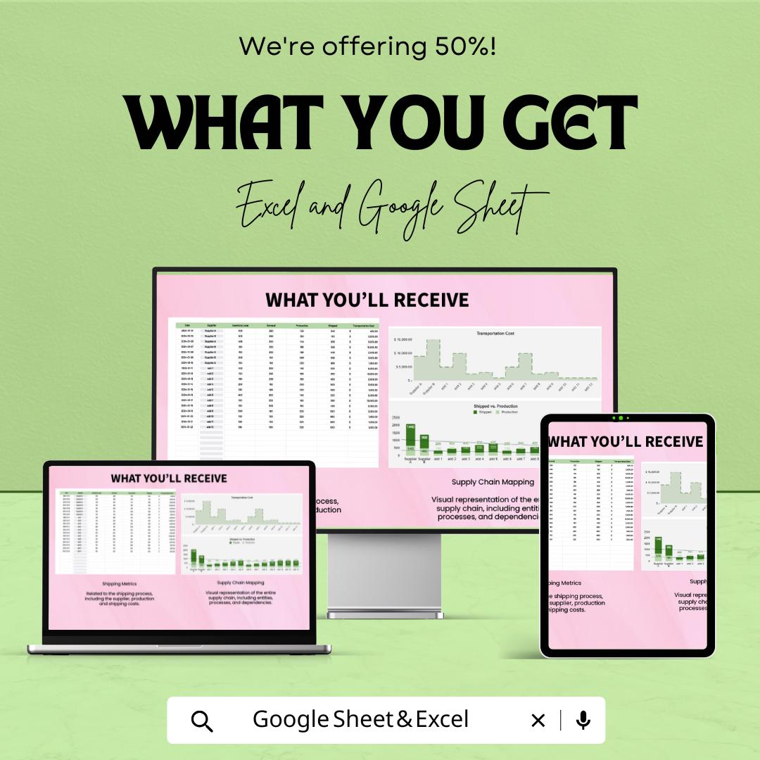Supply Chain Analysis Template | Supply Chain Dashboard for Excel and Google Sheets | Logistics & Inventory Analytics