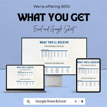 Operations Supplier Performance Dashboard Template | Supplier KPI Tracker | Vendor Management Metrics | Performance Analysis Sheet