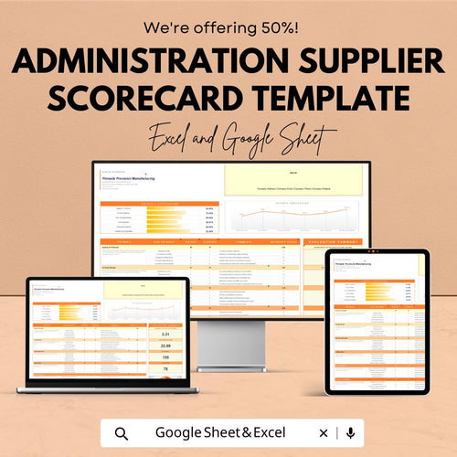 Administration Supplier Scorecard Template | Supplier Performance Tracker | Vendor Evaluation Sheet | Procurement Scorecard
