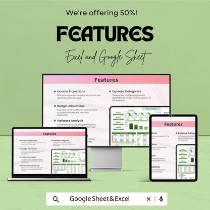 Business Annual Budget Template | Yearly Budget Planner | Financial Dashboard Spreadsheet | Income Expense Forecasting Tool