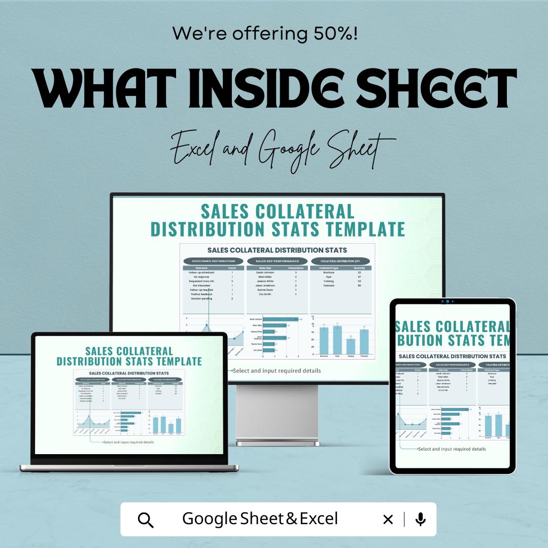 Sales Collateral Distribution Stats Template | Rep Performance Tracker | Distribution Metrics Report