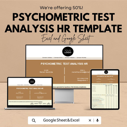 Psychometric Test Analysis HR Template | Excel & Google Sheets | HR Assessment Tool | Candidate Evaluation Sheet | Hiring Decision Dashboard