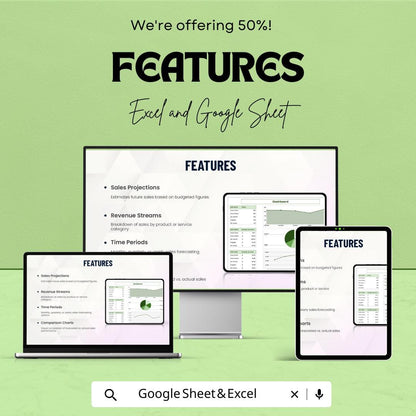 Budget Sales Forecast Template | Excel & Google Sheets | Sales Projection Spreadsheet | Business Forecast Planner