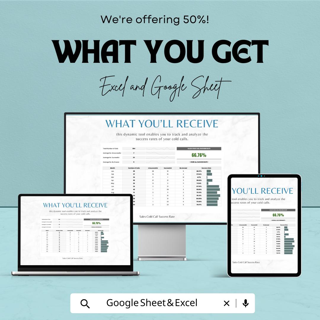 Sales Cold Call Success Rate Template | Excel & Google Sheets | Sales Call Tracker | Cold Calling Performance Analysis