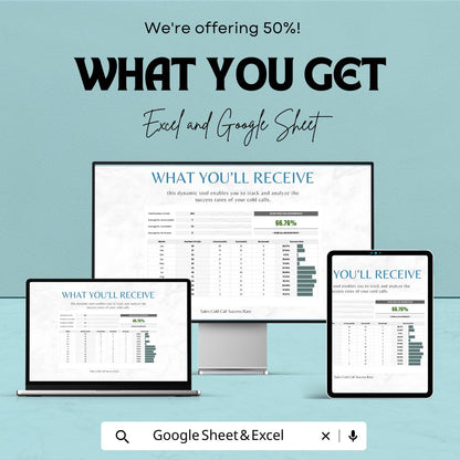 Sales Cold Call Success Rate Template | Excel & Google Sheets | Sales Call Tracker | Cold Calling Performance Analysis