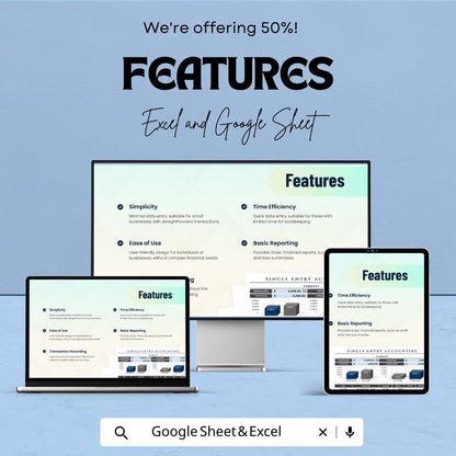 Single Entry Accounting Template | Simple Bookkeeping Spreadsheet | Income Expense Tracker | Small Business Accounting Sheet