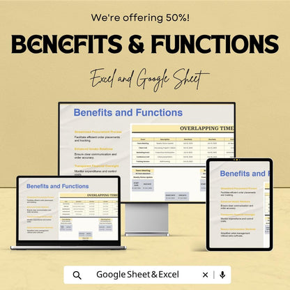Overlapping Timeline Template | Project Timeline Spreadsheet | Gantt Chart Tracker | Excel Google Sheets | Multi Project Schedule Planner
