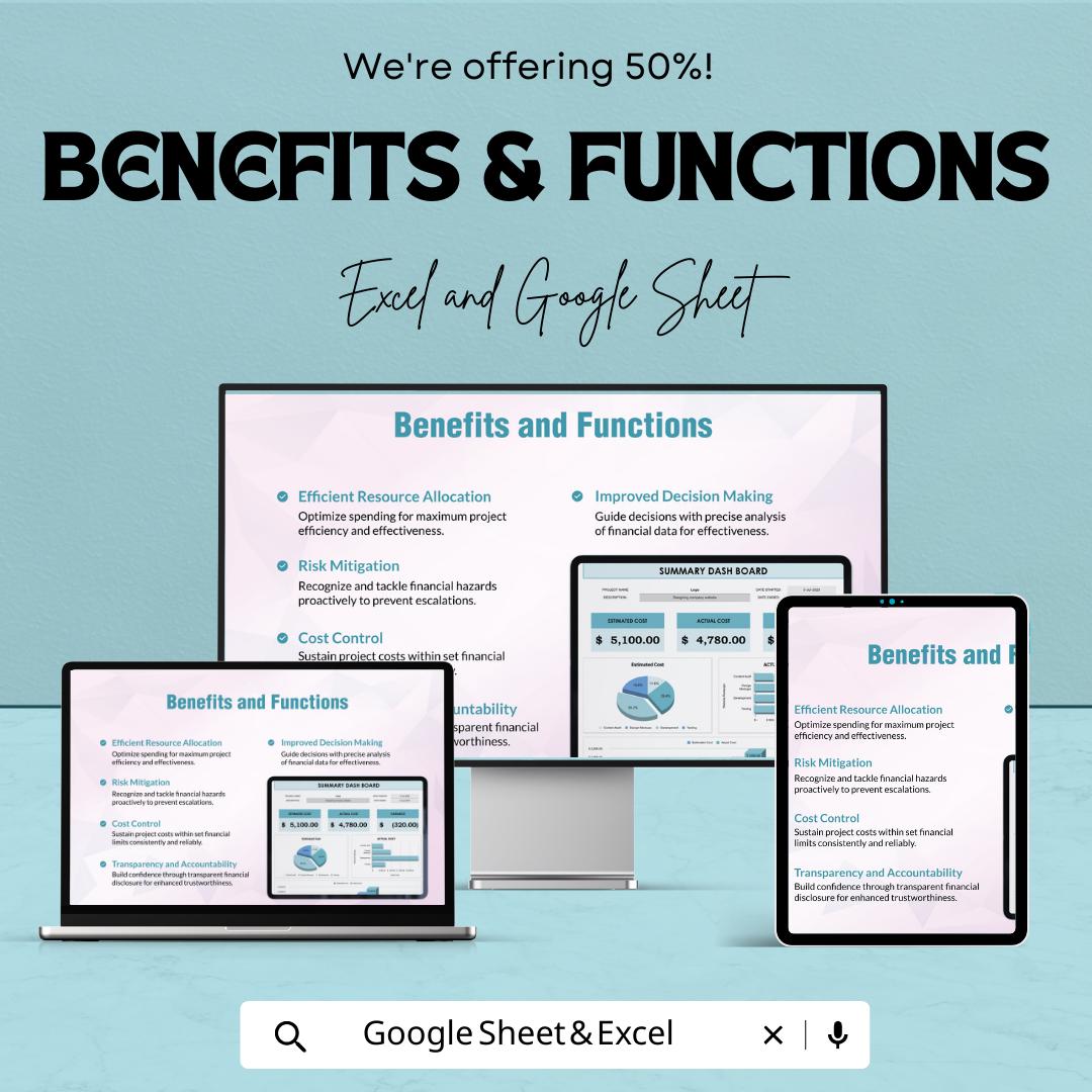 Project Cost Planner Template,  Budget Tracker, Project Expense Planner, Cost Management Spreadsheet, Business Budget Template