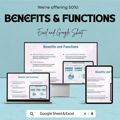 Project Cost Planner Template,  Budget Tracker, Project Expense Planner, Cost Management Spreadsheet, Business Budget Template