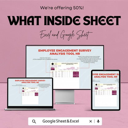 Employee Engagement Survey Analysis Tool | HR Survey Analysis Template | Excel & Google Sheets | Employee Feedback Dashboard