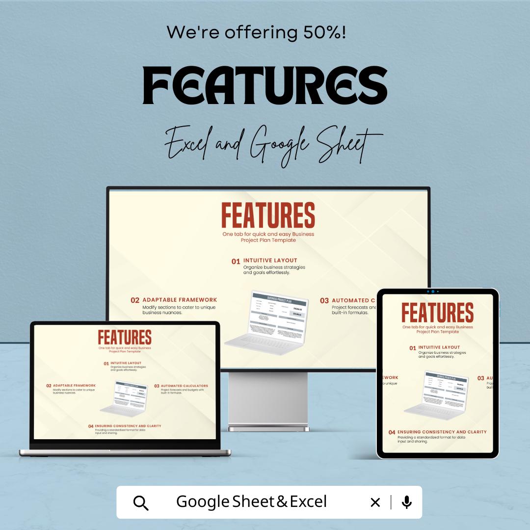 Business Project Plan Sheet | Excel & Google Sheets | Editable Project Tracker | Planning Template | Budget + Timeline + Team Details