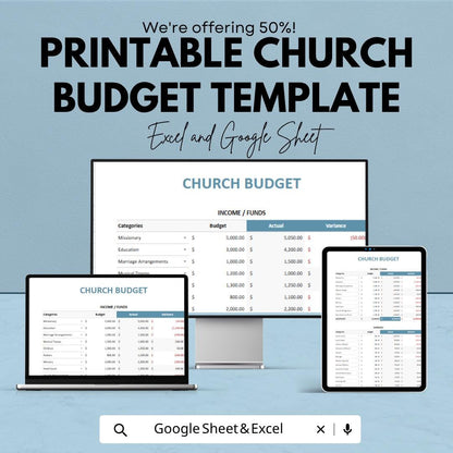 Printable Church Budget Template Excel Google Sheets | Church Financial Planner Spreadsheet | Ministry Budget Tracker | Donation Expense