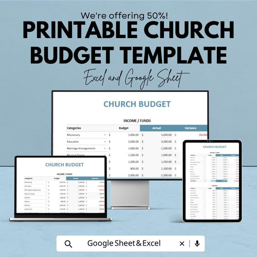 Printable Church Budget Template Excel Google Sheets | Church Financial Planner Spreadsheet | Ministry Budget Tracker | Donation Expense