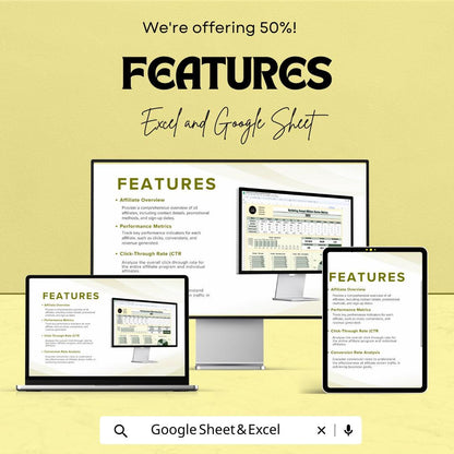 Marketing Annual Affiliate Review Metrics Sheet - Google Sheet Template for Performance Analysis & Tracking | Affiliate Program Analysis