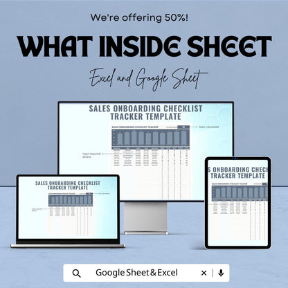 Sales Onboarding Checklist Tracker Template | Excel & Google Sheets | New Hire Sales Training Tracker | Employee Onboarding Dashboard