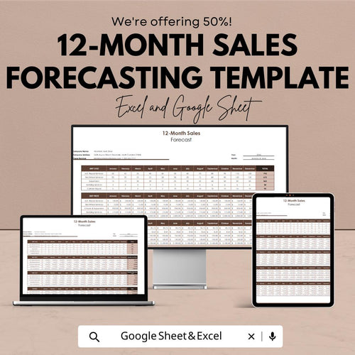 2-Month Sales Forecasting Template | Business Budget Planner | Monthly Revenue Tracker | Financial Planning Spreadsheet