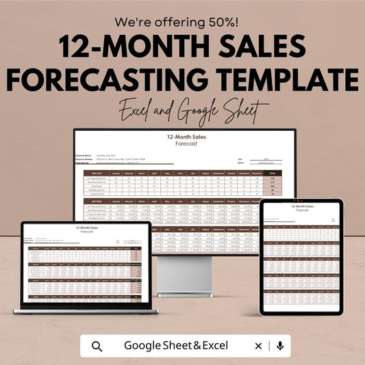 2-Month Sales Forecasting Template | Business Budget Planner | Monthly Revenue Tracker | Financial Planning Spreadsheet