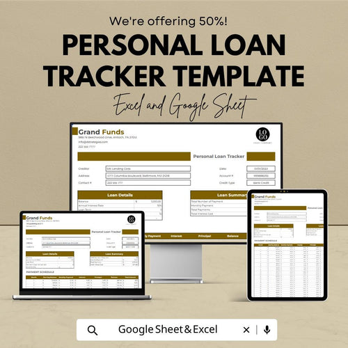 Personal Loan Tracker Template | Loan Payment Schedule Spreadsheet | Debt Payoff Planner | Amortization & Interest Tracker