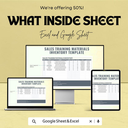Sales Training Materials Inventory Template | Excel & Google Sheets | Training Resource Tracker | Sales Training Planner | Digital Download
