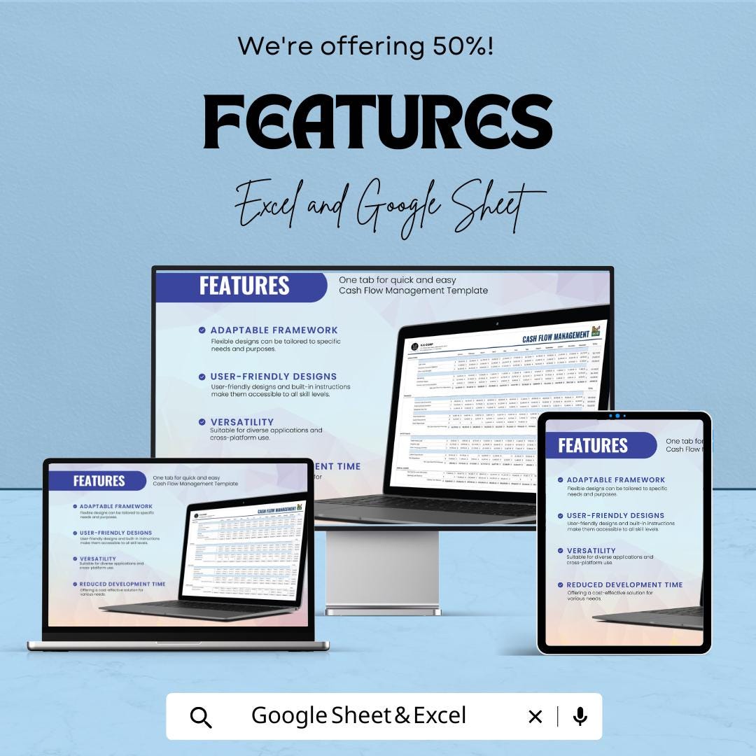 Cash Flow Management Sheet | Excel & Google Sheet | Budgeting Template for Financial Planning | 50% Off | Instant Download