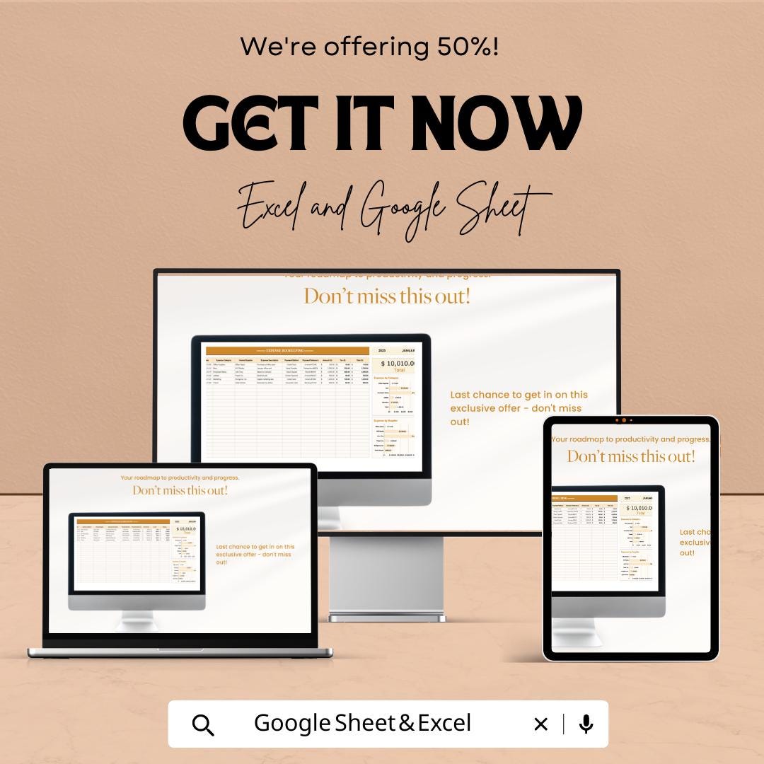 Expense Tracker Spreadsheet | Expense Bookkeeping Template | Business Expense Tracker | Expense Log | Small Business Expense Tracker