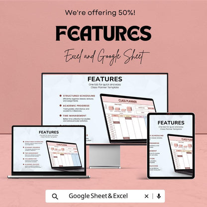 Class Planner Template | Student Planner | Weekly Schedule Planner | Study Planner | Excel & Google Sheets | Academic Tracker