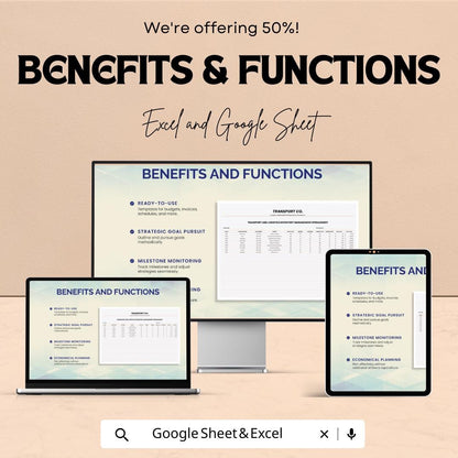 Transport & Logistics Inventory Management Spreadsheet | Excel and Google Sheets Template for Logistics, Stock Tracking, and Transport