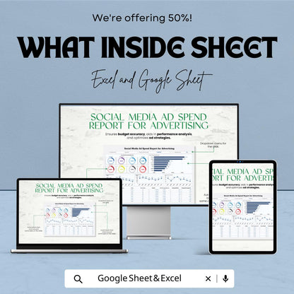 Social Media Ad Spend Tracker Excel | Advertising Budget Report Template | Marketing Analytics Dashboard | Ad Performance Tracker