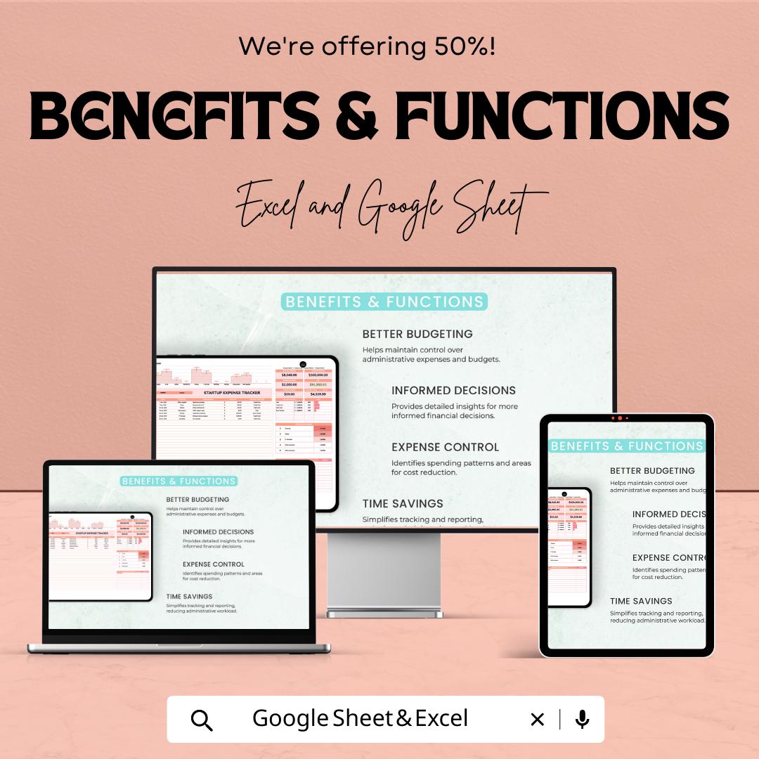 Administration Expense Tracker Template | Excel & Google Sheets | Business Expense Spreadsheet | Budget Tracker | Financial Management