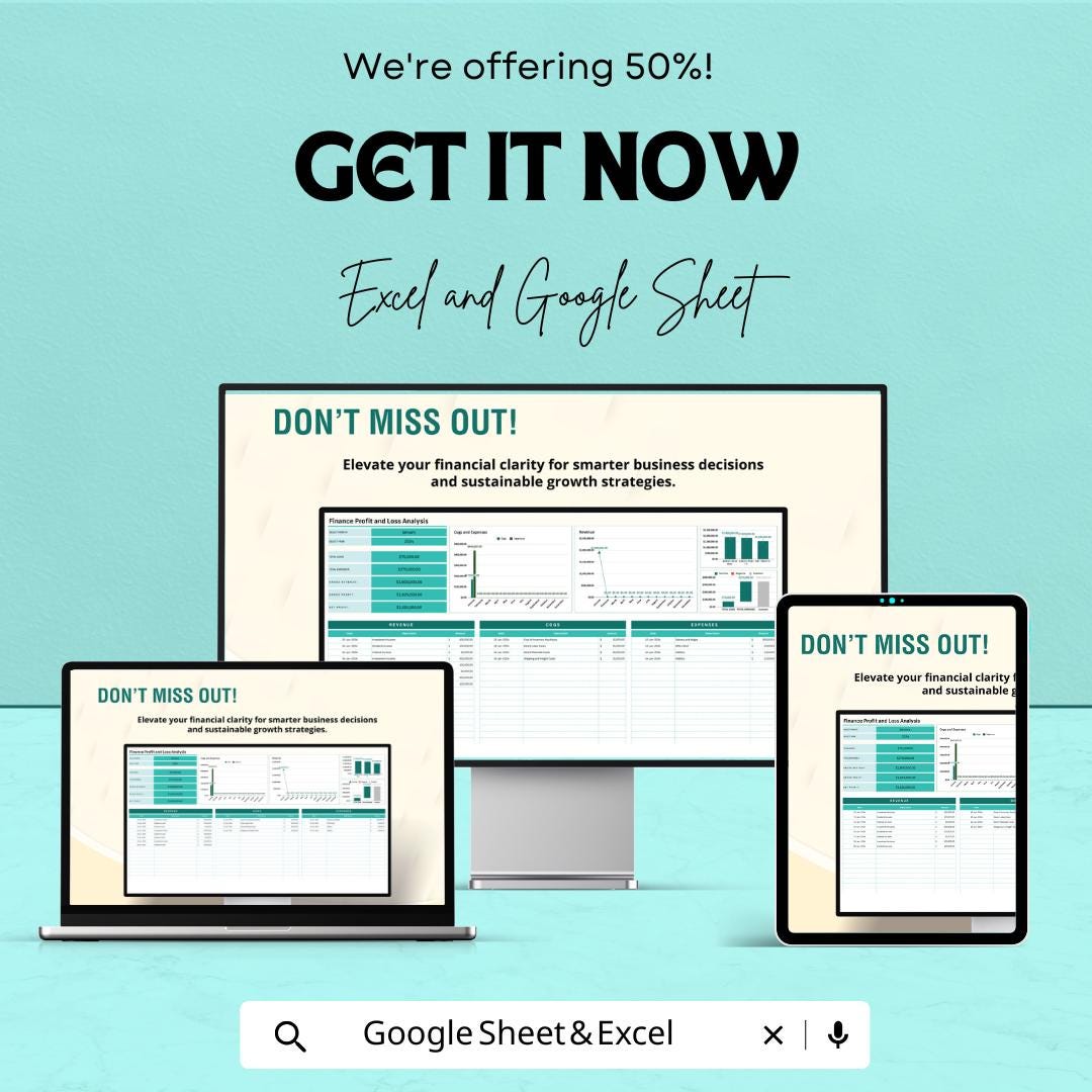 Profit and Loss Budget Sheet – Excel & Google Sheets | Automated Business Tracker | Digital Download