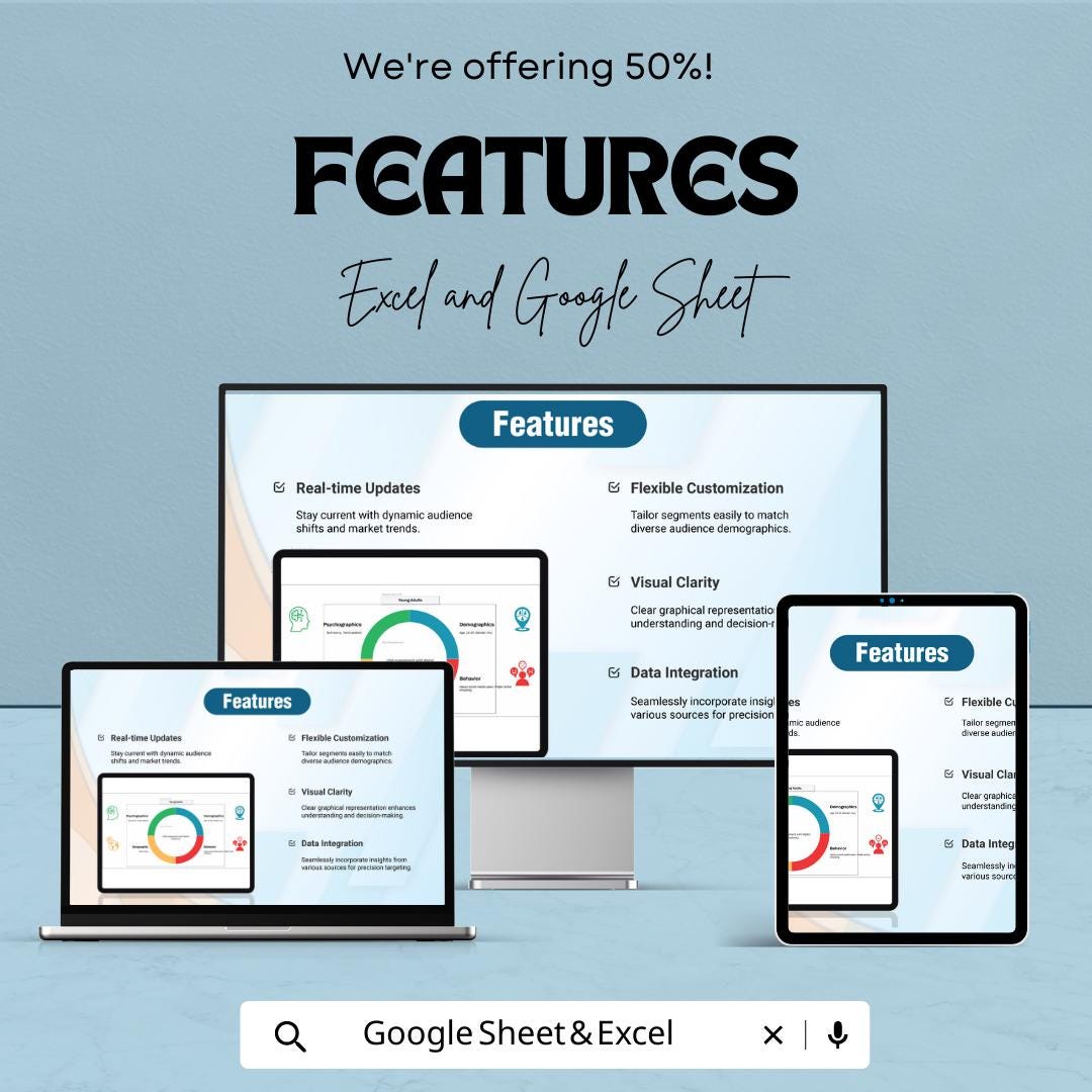 Audience Segmentation Chart Template | Marketing Audience Analysis Tool | Advertising Strategy Planner |  Marketing Template