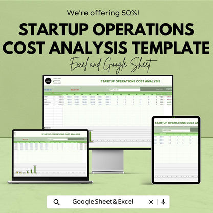 Startup Operations Cost Analysis Template | Monthly Operating Budget | Startup Financial Planning Spreadsheet