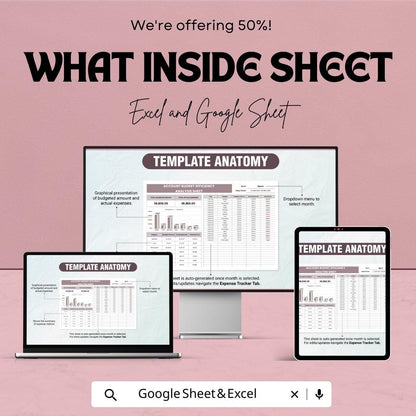 Account Budget Efficiency Analysis Sheet Template | Expense Tracker | Monthly Budget Planner | Financial Report Dashboard