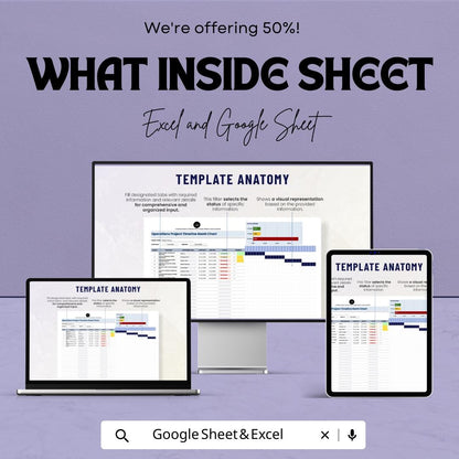 Operations Project Timeline Gantt Chart Template | Project Schedule Tracker | Excel & Google Sheets