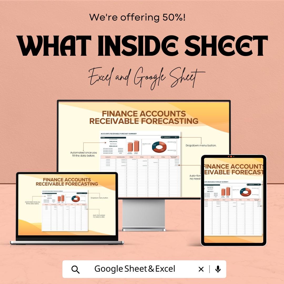 Finance Accounts Receivable Forecasting Template | Cash Flow Tracker | Accounts Receivable Excel Sheet | Business Finance Planner