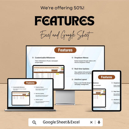 Advertising Campaign Timeline and Milestone Tracker Template, Marketing Timeline Spreadsheet, Campaign Planner Excel,  Ad Campaign Schedule