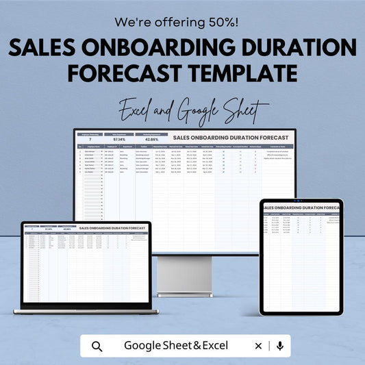 Sales Onboarding Duration Forecast Template | Excel & Google Sheets | Employee Onboarding Timeline Tracker | Sales Training Forecast Tool