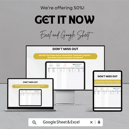 Sales Bulk Sales Quote Calculator Template | Price Quotation | Bulk Order Estimator | Product Pricing Tool for Business