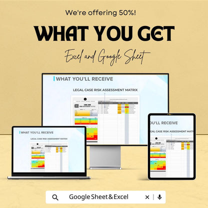 Legal Case Risk Assessment Matrix Template | Legal Risk Analysis Tool for Excel & Google Sheets | Case Evaluation Spreadsheet