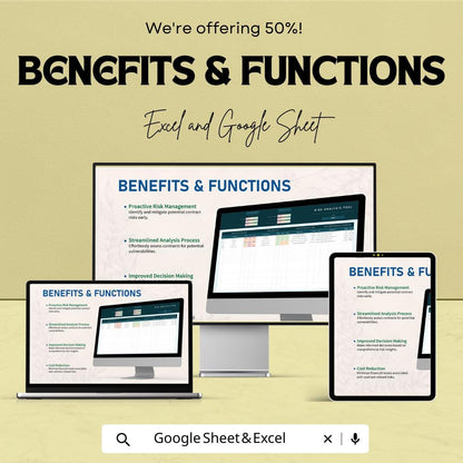 Sales Contract Risk Analysis Tool Template, Excel & Google Sheets, Contract Risk Tracker, Risk Assessment Spreadsheet, Business Risk Planner