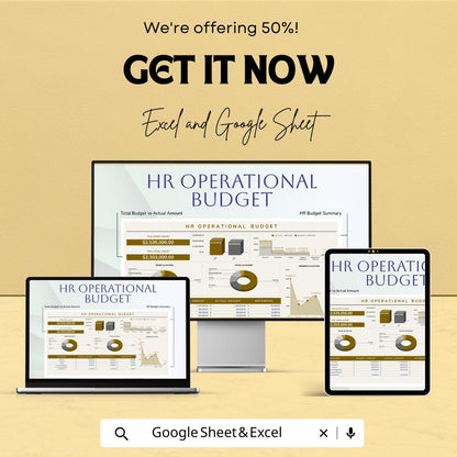 HR Operational Budget Sheet - Excel and Google Sheets Template for HR Planning, Budget Allocation & Expense Tracking