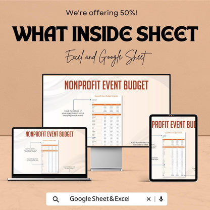 Nonprofit Event Budget Template | Event Budget Spreadsheet | Fundraising Budget Planner | Charity Event Budget Tracker